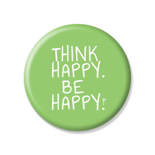 YM Sketch-Think Happy Be Happy Button Pin