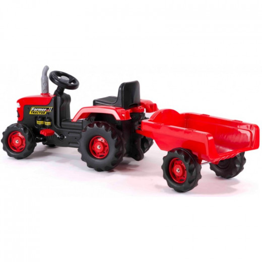 Dolu Tractor Pedal Operated With Trailer, Red