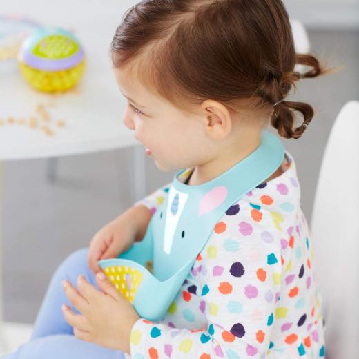 SkipHop Zoo Fold and Go Silicone Bib - Unicorn