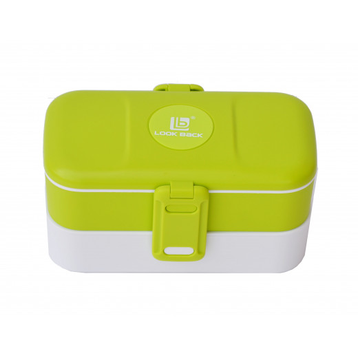 Look Back Lunch Box for Kids Adults, 2 layers, Leak Proof, FDA Approved-Green