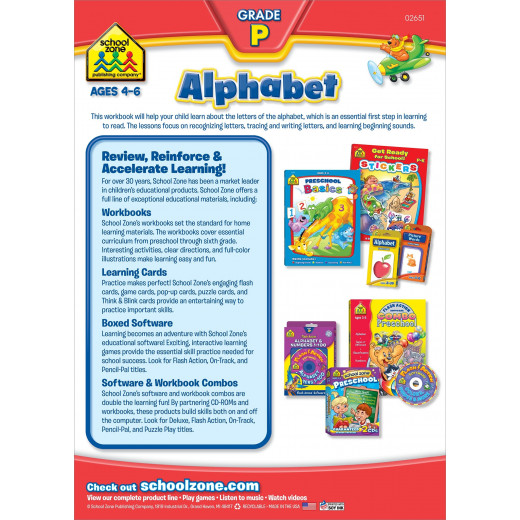 School Zone Alphabet Grade P Super Deluxe Workbook