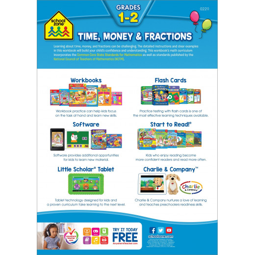 School Zone - time , money and fractions grade 1-2