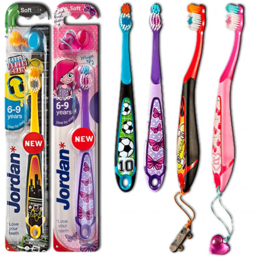 Jordan Children's Toothbrush Jordan Step 3 (6-9 years) Soft Brush with a Cap for Travel - Yellow