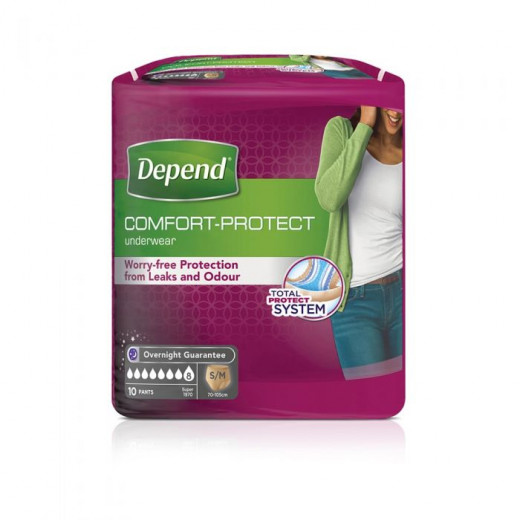 Depend Comfort Protect Underwear for Women, Super Pants for Female S/M, 10 pcs