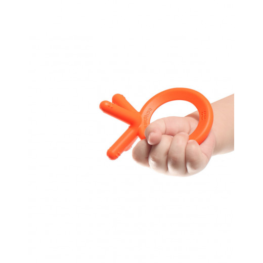 Comotomo Baby Finger Sized Silicone Teether, Orange Color