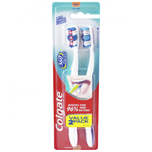 Colgate 360 Toothbrush with Tongue and Cheek Cleaner - Medium, Assorted