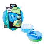 Tommee Tippee Easy Scoop Feeding Bowls With Lid and Spoon, Blue&Green