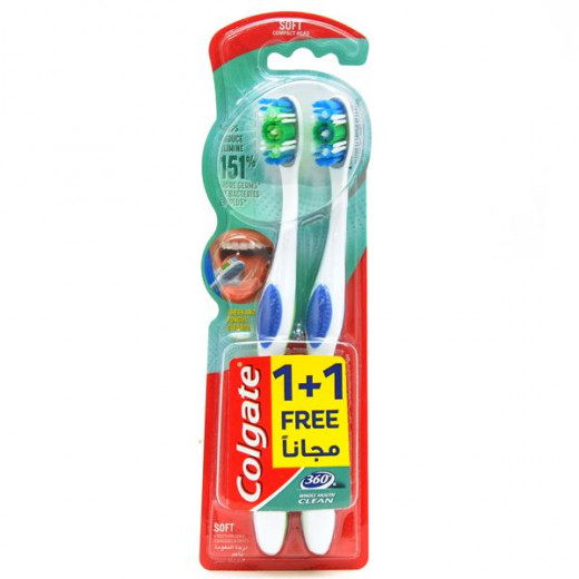 Colgate 360 Whole Mouth Clean Toothbrush with Cheek and Tongue Cleaner, Assorted