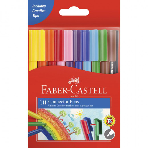 فابر كاستل - أقلام ملونة بغطاء وصلة - 10 ألوان