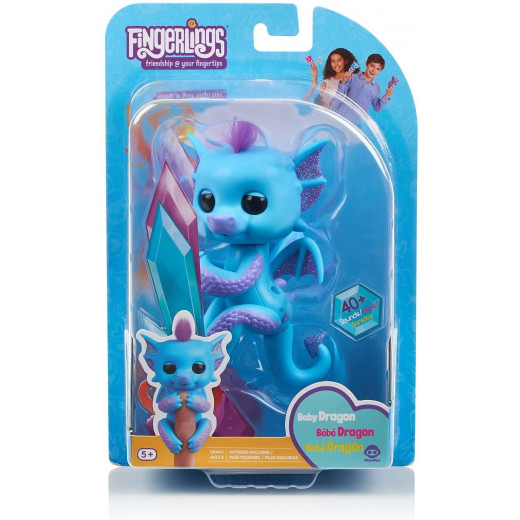 Fingerlings - Glitter Dragon - Tara (Blue with Purple) - Interactive Baby Collectible Pet