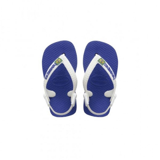 Havaianas Baby Brasil Logo, Blue, Size 21