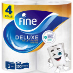 Fine, Sterilized Toilet Paper, Deluxe, 150 sheets x3 Ply, pack of 4 rolls