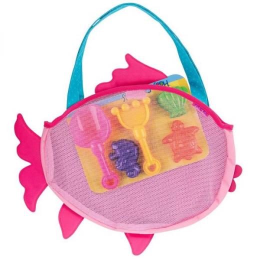 Stephen Joseph Beach Totes with Sand Toy Play Set, Pink Fish