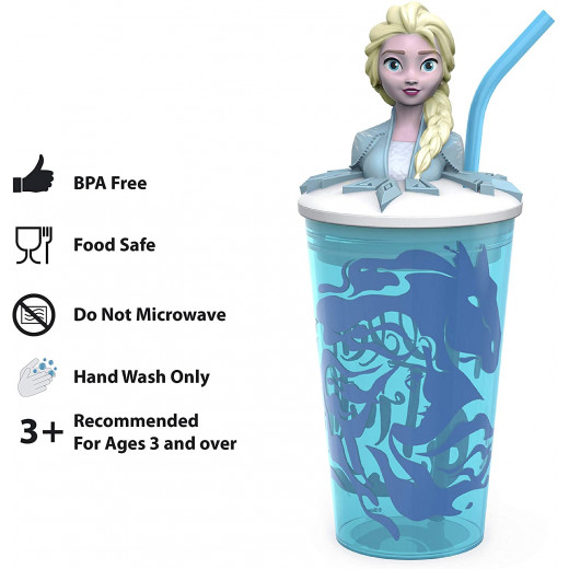 Zak Designs Elsa 2 Anna 15oz Plastic Funtastic Tumbler with Straw