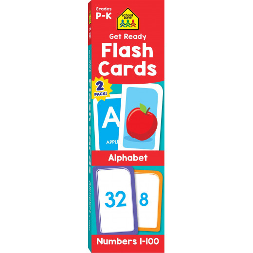School Zone Get Ready Flash Cards Alphabet & Numbers 2 Pack 4-6, 112 بطاقة