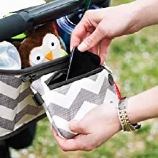 Skip Hop Universal Stroller Organizer: Insulated Beverage and Essentials Stroller Caddy, Chevron