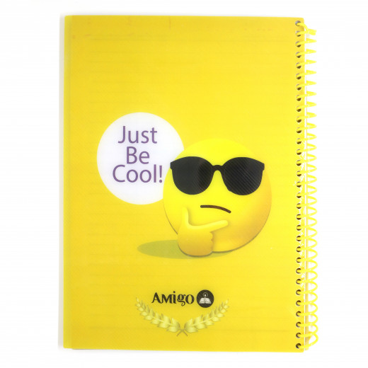 Amigo Just be Cool Wire Notebook, Yellow, 175 page, 5 subjects
