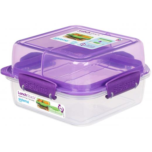 Sistema To Go Rectangle Lunch Stack Box, 1.24L - Purple