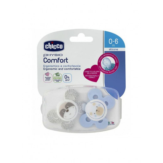 Chicco Physio Comfort Silicone Pacifier 0-6m, 2 Pacifiers in different models