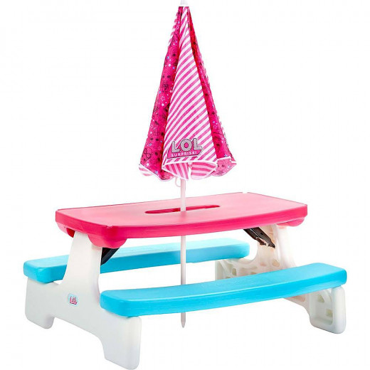 Little Tikes L.O.L. Surprise! Birthday Party Kids Picnic Table with Umbrella