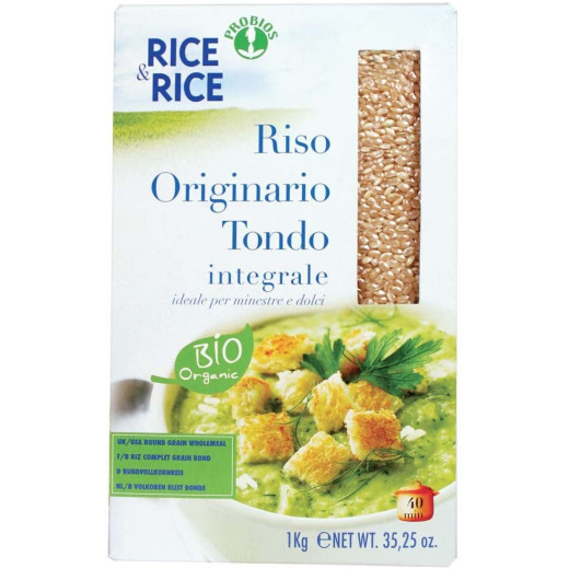 Probios Rice&Rice Originario Round Whole Grain Rice, 1 kg,