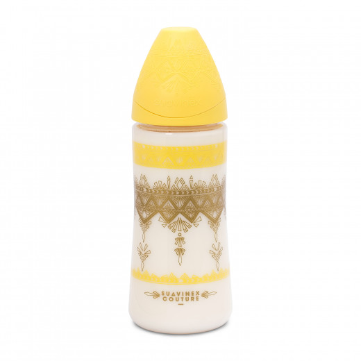 زجاجة رضاعة سيليكون فاخرة, 360 مل, لون اصفر من سوافينيكس