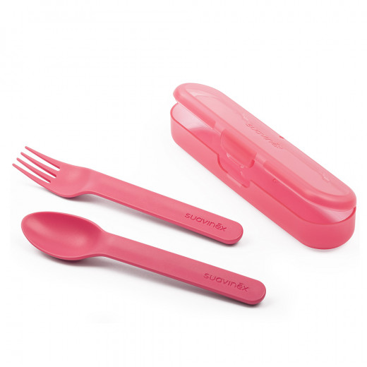 Suavinex Cutlery Set With Carrying Case Pink