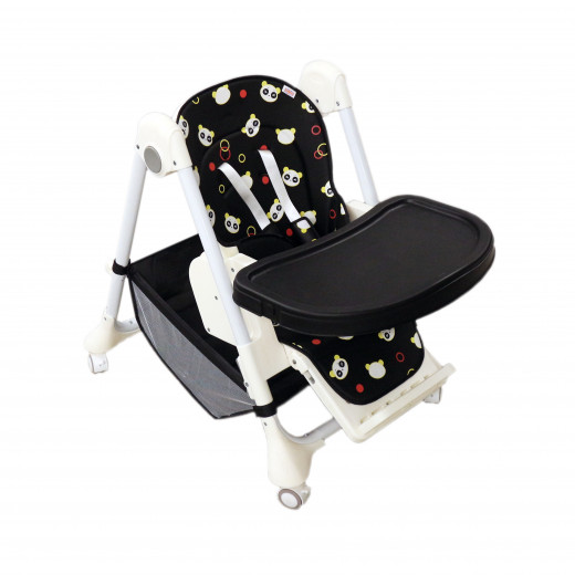 4 Wheels High Chair for Babies - Black