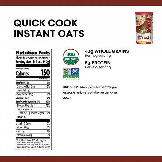 Nature’s Path Instant Oats, Healthy, Organic & Sugar Free 510g