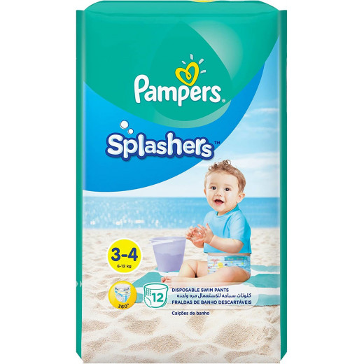 Pampers Splashers, Size 3-4, 6-12 kg, Carry Pack, 12 Swim Diapers