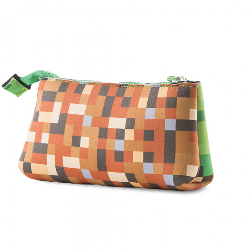 Creative School Pixel Pencil Case, Green/ Brown