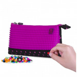 Creative School Pixel Pencil Case, Black With Pink