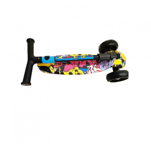 children's scooter boys and girls 2 years old skateboard graffiti scooter, Black