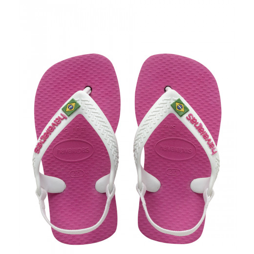 Havaianas Baby Flipflops Brasil Logo Hollywood Rose Size 25-26