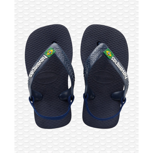 Havaianas Baby Brasil Logo II Navy Blue/citrus Yellow Size 20