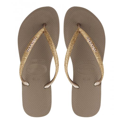 Havaianas Flipflops Slim Glitter Rose Gold Colored, Size 39/40