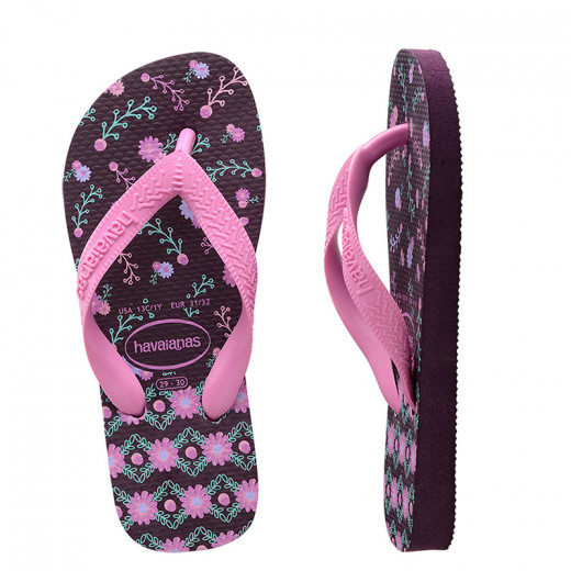 Havaianas Kids Flores Aubergine Thongs Size 27-28