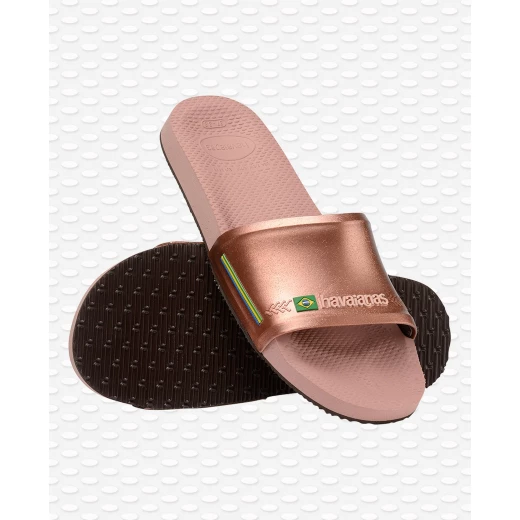 Havaianas Slide Brasil Rose/Gloden Blush Size 33-34