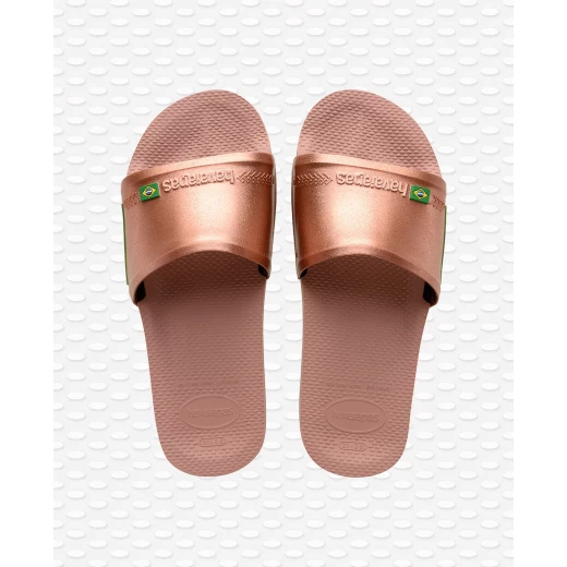 Havaianas Slide Brasil Rose/Gloden Blush Size 33-34