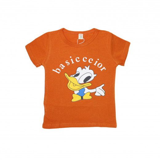 Short Sleeves T-shirt with Duck Design, 6m+, Orange