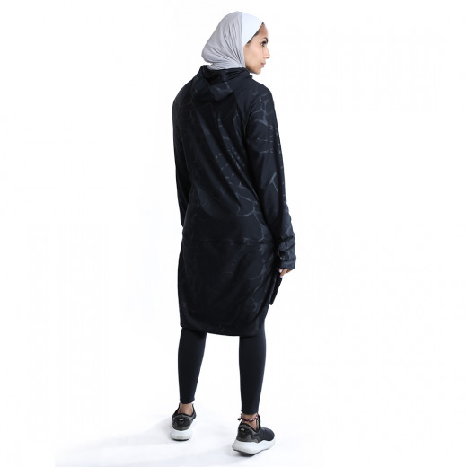 RB Women's Long Running Hoodie, Large Size, Marble Black Color