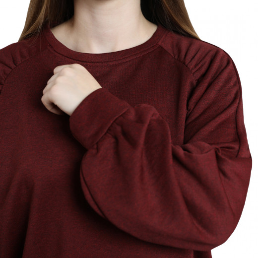 RB Women's Oversized Lounge Sweatshirt , (S/M), Burgundy