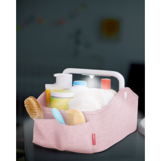 Skip Hop Diaper Caddy Organizer with Touch Sensor Night Light, Nursery Style, Pink