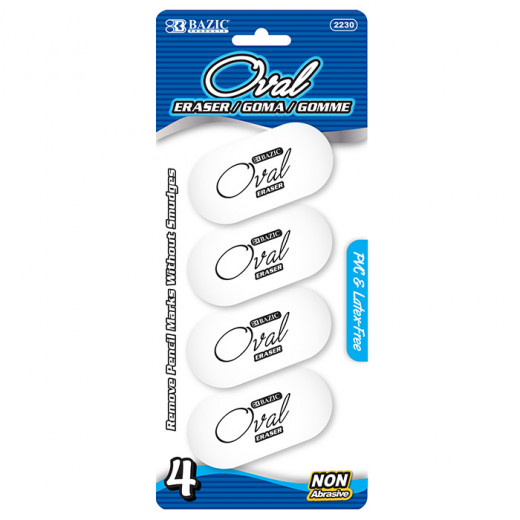 Bazic White Oval Eraser Set of 4