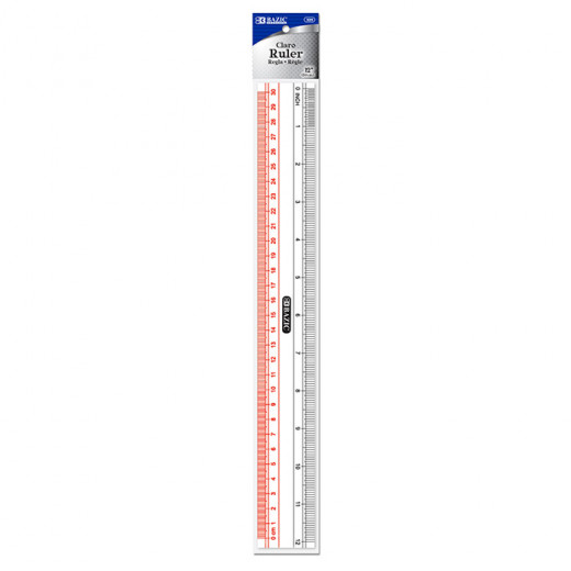 Bazic Transparent Plastic Ruler,30Cm