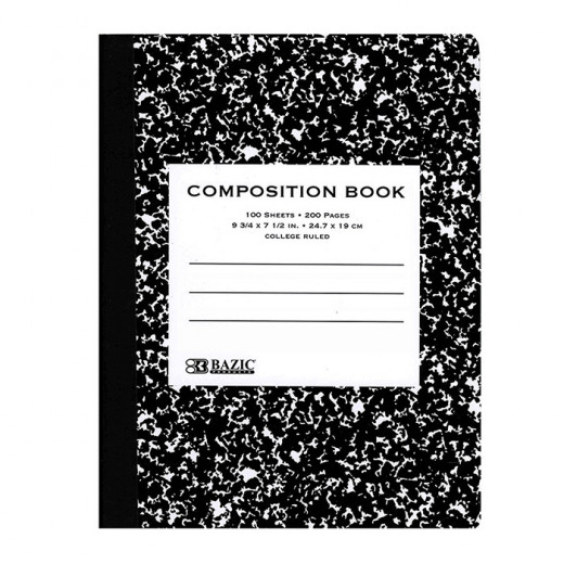 Bazic College Ruled Black Marble Composition Book