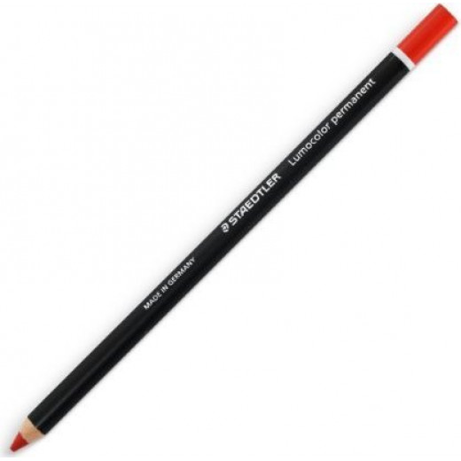 Staedtler Lumocolor Permanent Glasochrom Pencils Red Design, 1 Pencil