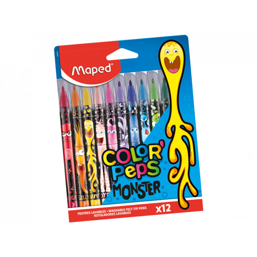 Maped Color'Peps 12 MonsterFelt Tip Colouring Pens
