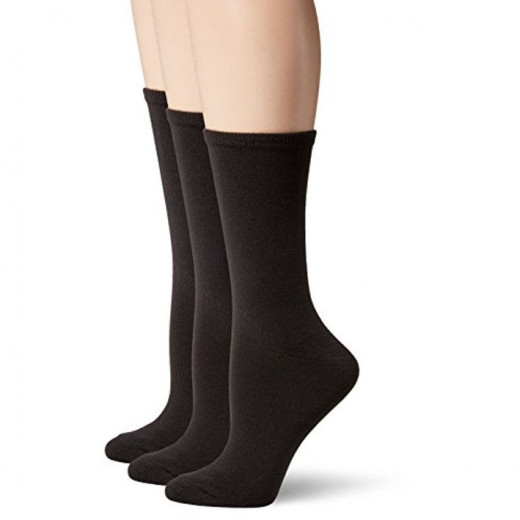 Hanes Women's ComfortSoft Crew Socks 3-Pack - Black L