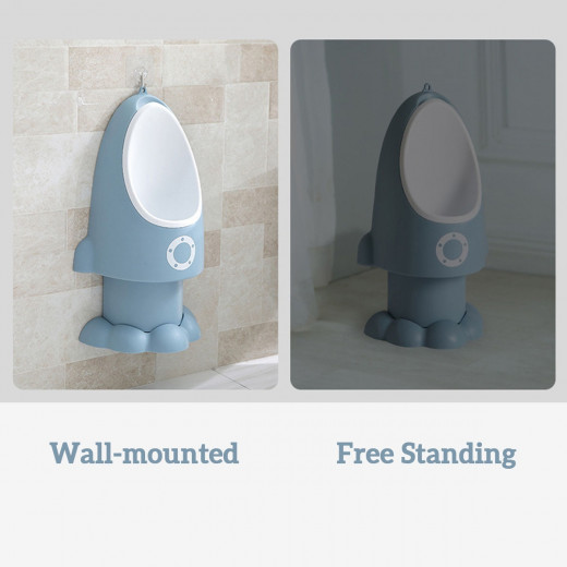 Rocket-shaped Baby Urinal For Boys Outdoor And Wall-mounted, Dark Blue